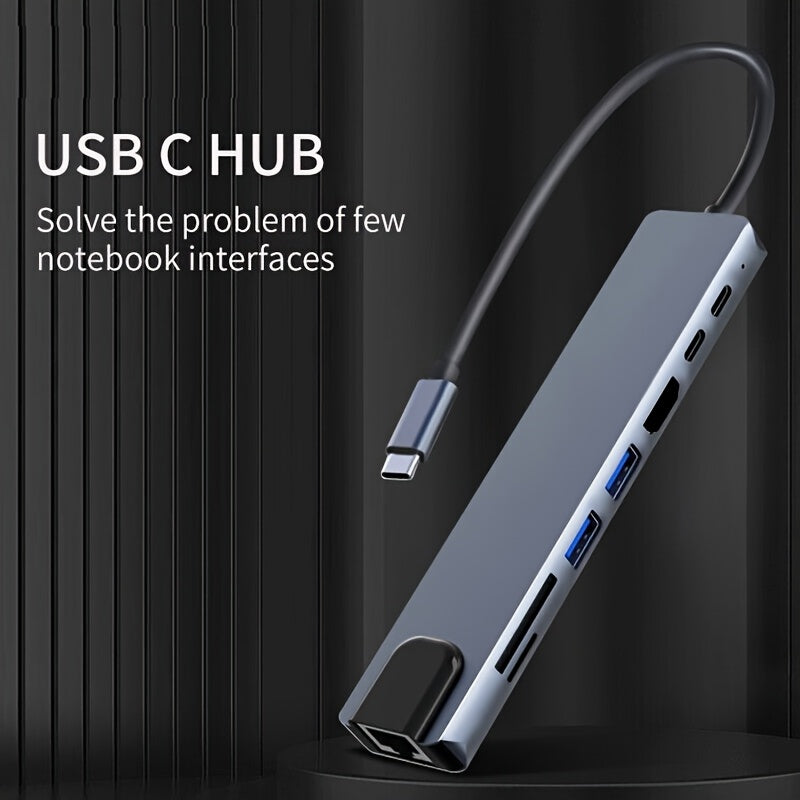 8-in-1 USB-C Hub with 4K HDMI Ethernet USB 3.0 SD Card Reader for MacBook Pro