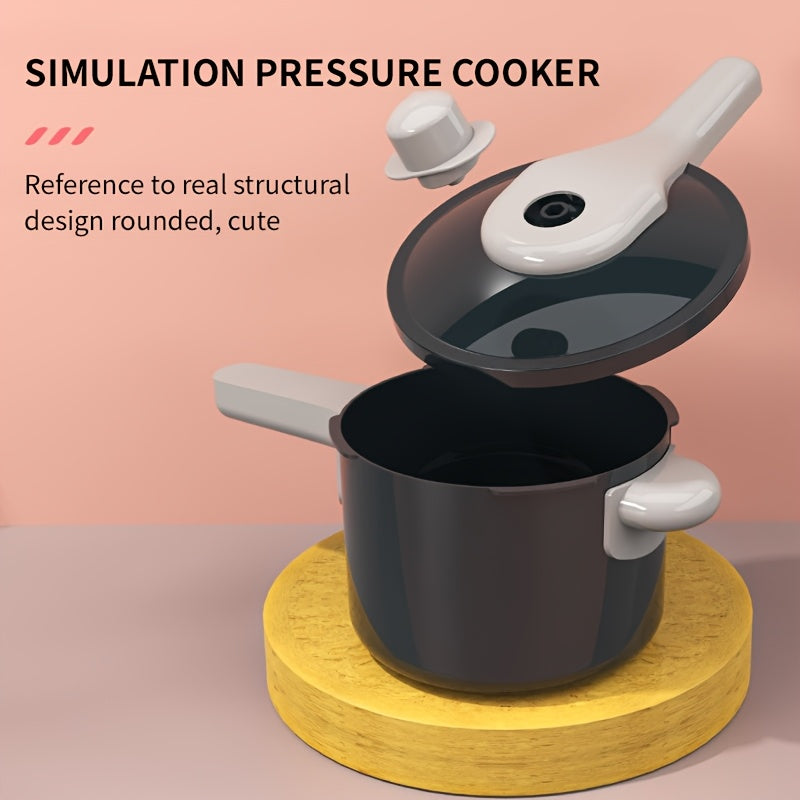 Pink Children's Play Kitchen Toys with Pots Pans and Tableware for Kids