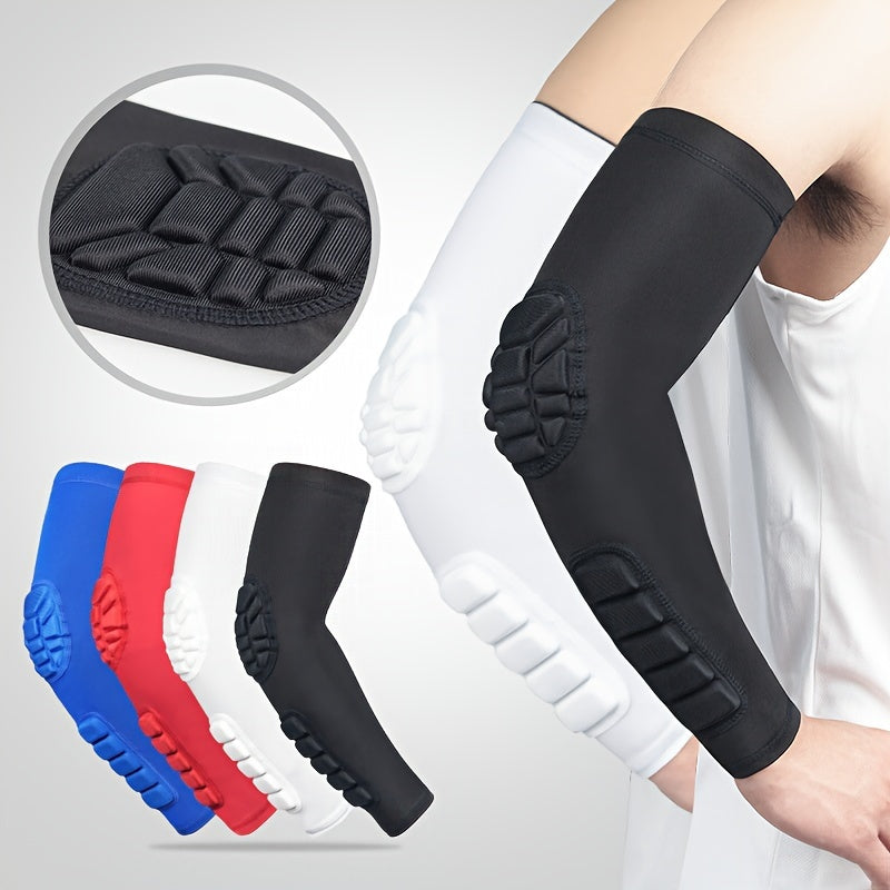 Sports Arm Guard with Detachable Honeycomb Pad Anti-Slip Strip for Basketball Football Cycling Rugby Tennis