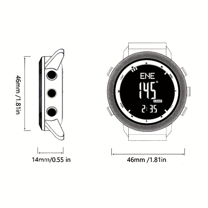 Men's Digital Sports Watch with Altimeter Barometer Compass and Glitter Embellishment 46mm