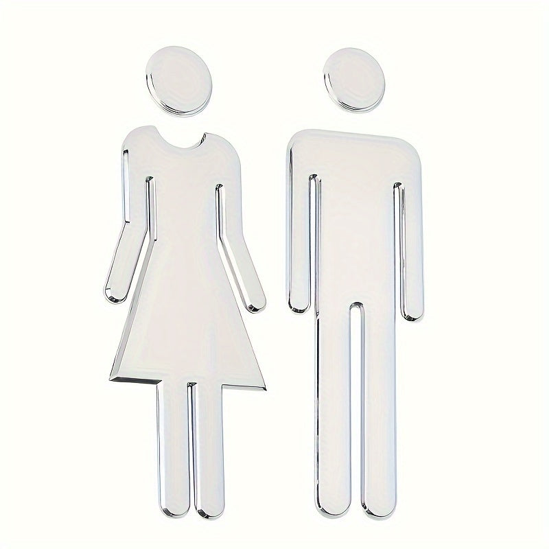 Self-Adhesive Bathroom Signs for Men and Women Silver Gold Tone Office or Business Decor