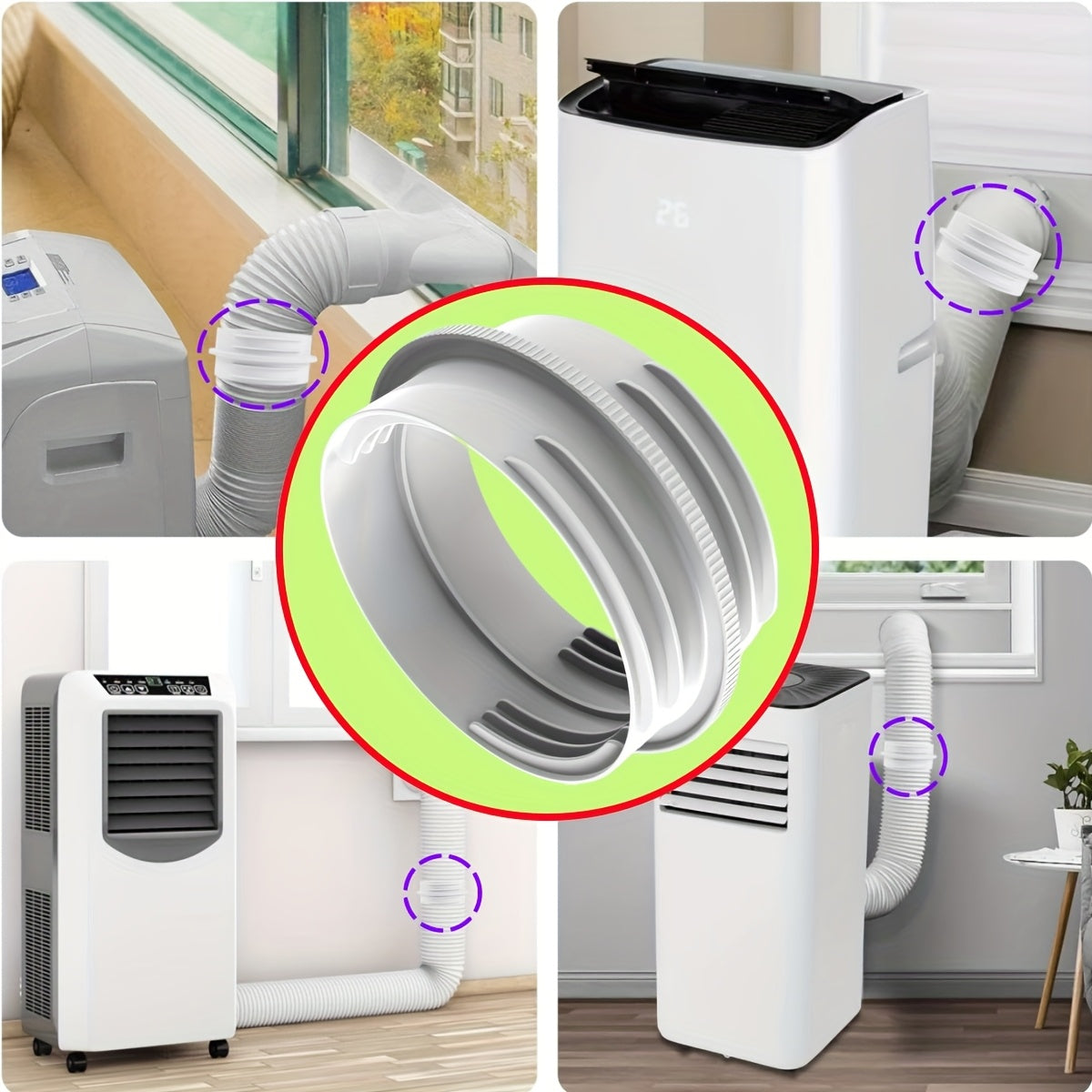 Portable Air Conditioner Hose Connector for 12.95cm and 14.99cm Exhaust Vent Hoses