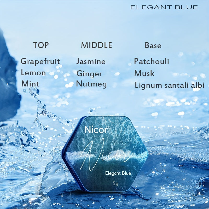 Men's Solid Perfume Stick with Long-Lasting Herbal Woody Fragrance and Moisturizing Squalane