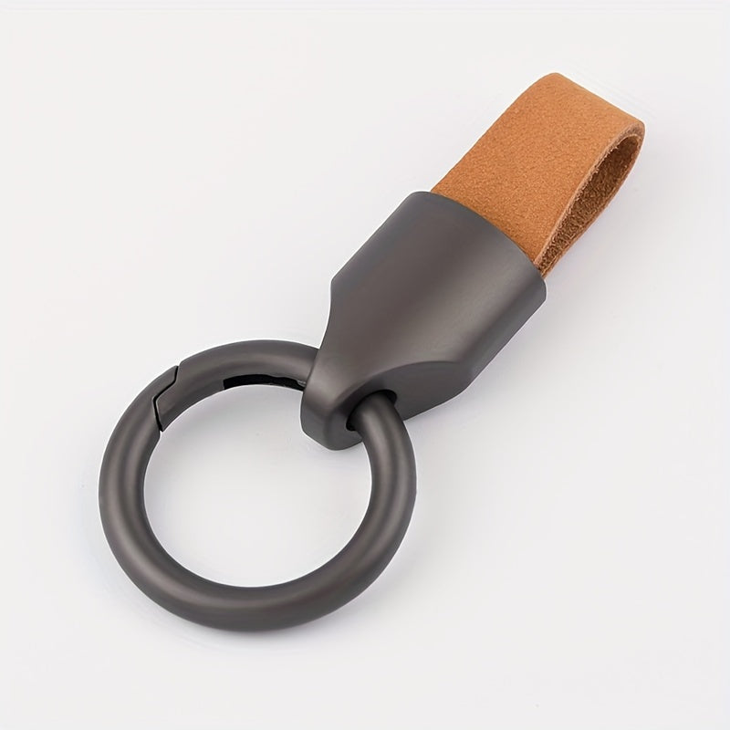 Genuine Leather Key Holder Zinc Alloy Car Keychain Short Anti-Lost Key Ring