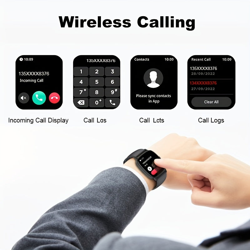 Unisex Smartwatch with 4.7cm TFT Display Fitness Sleep Tracker Sedentary Alert Wireless Calling Multi-Sport Compatibility