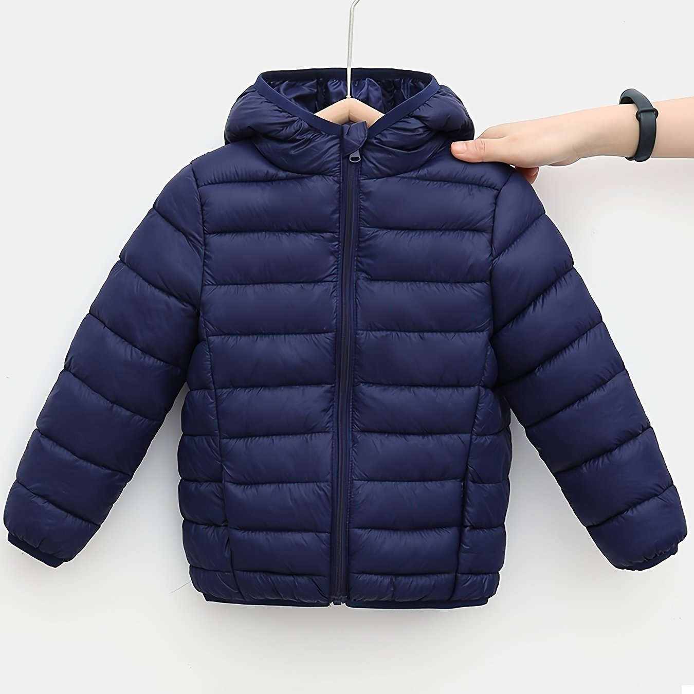 Unisex Solid Color Hooded Jacket for Kids Lightweight Polyester Fall Winter Running