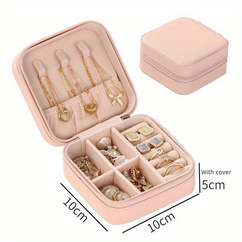 Органайзер для путешествий из кожи, компактный чехол для колец, серег, ожерелий и браслетов