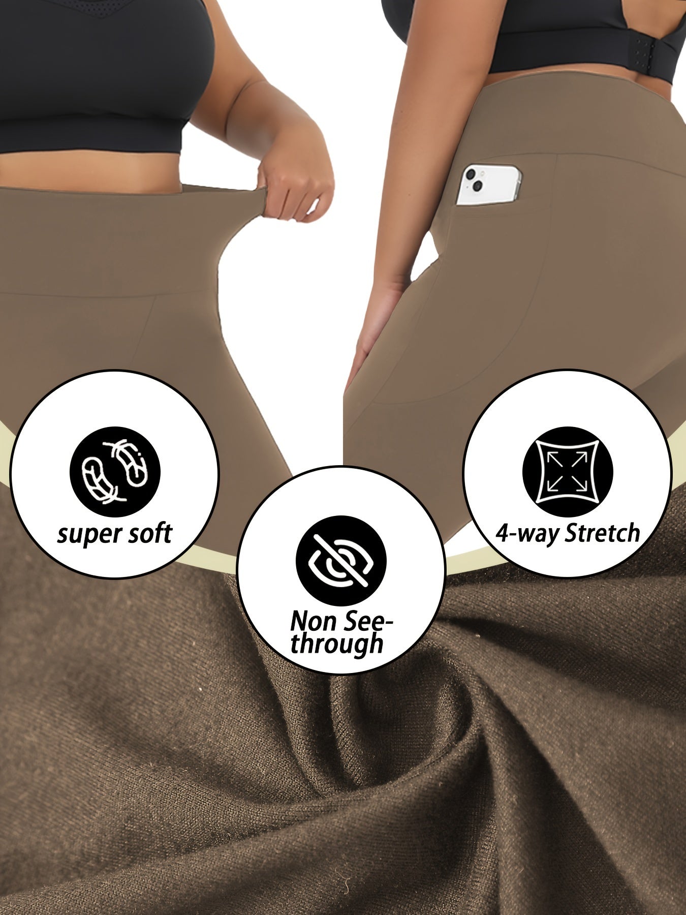 Plus Size Women's Soft High Waist Leggings Tummy Control Yoga Workout