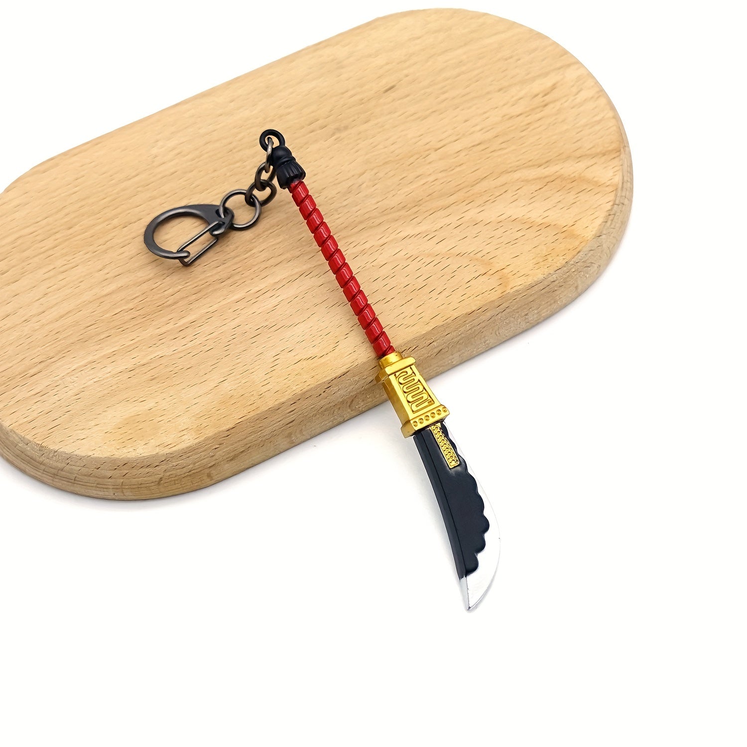 Anime-Inspired Red Gold Sword Keychain Zinc Alloy Weapon Replica with Braided Cord
