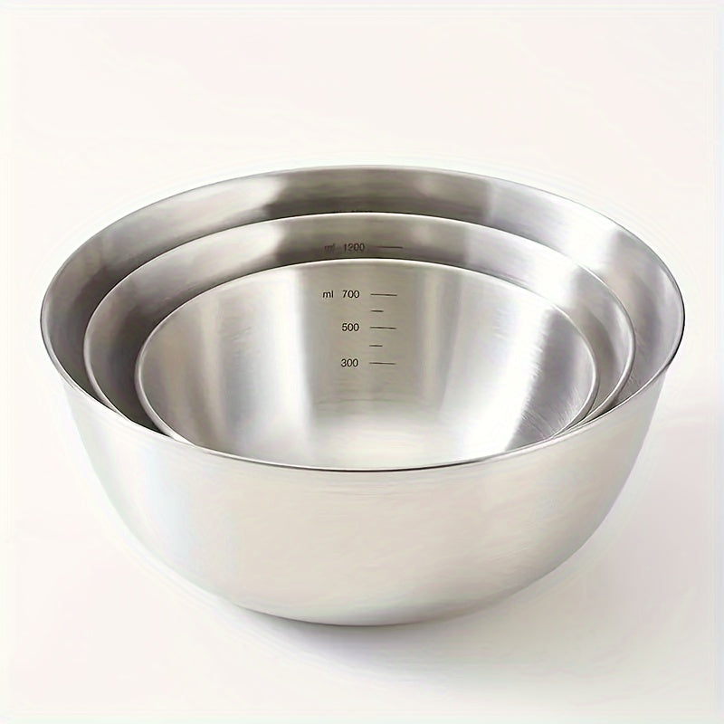 3-Piece Stainless Steel Mixing Bowls Set for Salads Noodles Soups and Food Storage