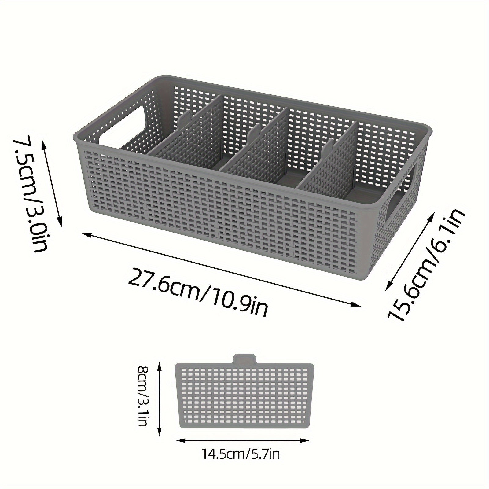 Multi-Purpose Woven Storage Box Set of 5 with Divider for Bathroom and Kitchen