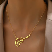 Индивидуальное ожерелье с символом гитары, элегантный бохо стиль, изготовлено из нержавеющей стали и покрыто 18-каратным золотом, идеальный подарок для любителей музыки, подходит для повседневной носки в любое время года и для особых случаев.