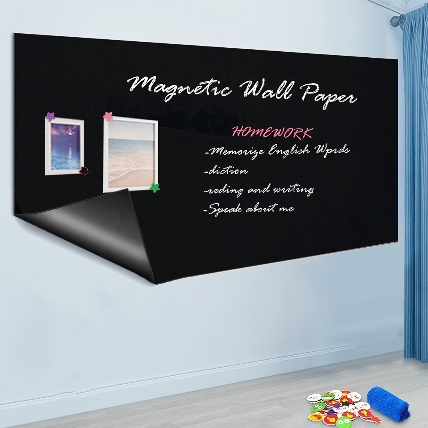Blackboard Sticker for Home School Office Magnetic Black Surface for Drawing and Teaching