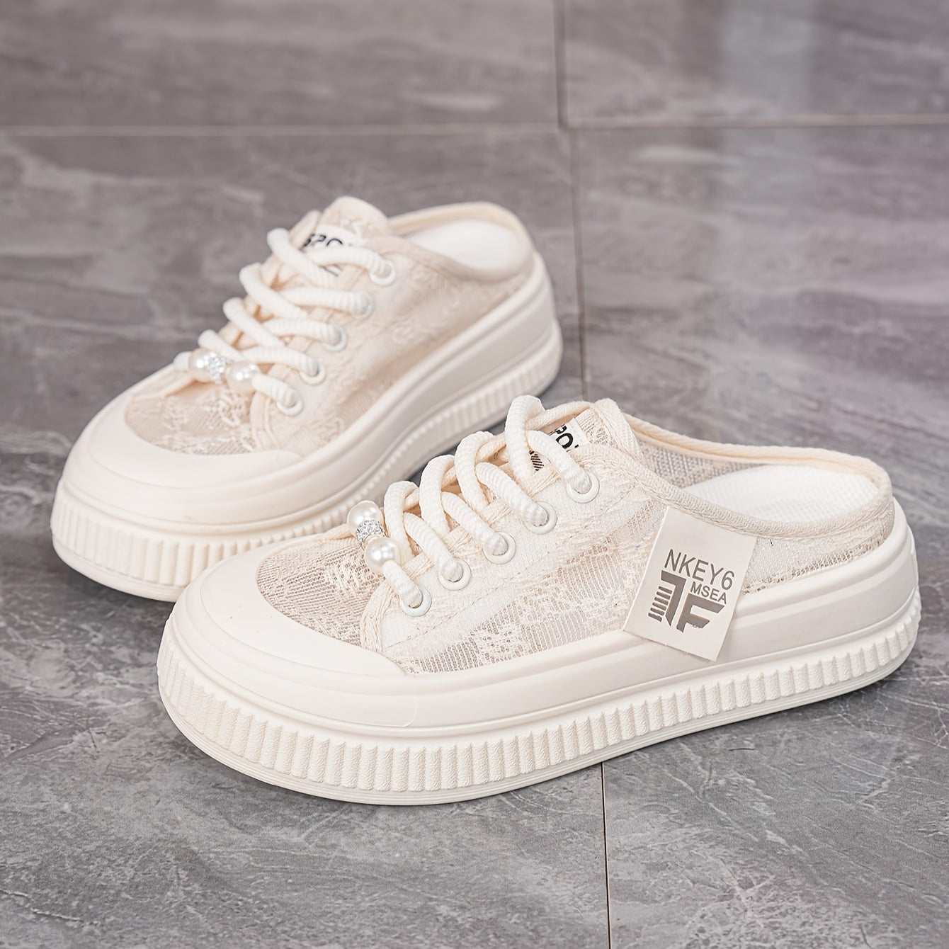 Women's Chunky Platform Sandals Breathable Mesh PU Upper White Summer Shoes