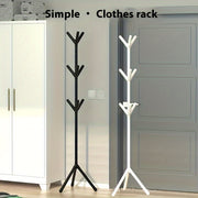 Freestanding Coat Rack with Hat Hooks, Compact Plastic Clothes Organizer