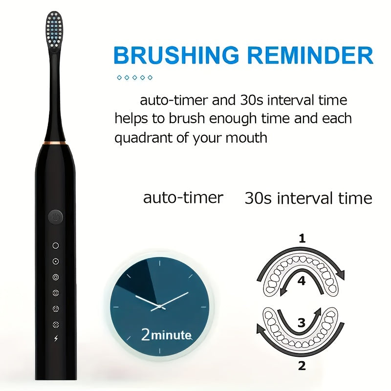 Unisex Rechargeable Electric Toothbrushes with 6 Modes and Soft Brush Heads