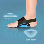Black Arch Support Sleeves 2pcs Flat Feet Foot Cushions Adjustable Straps