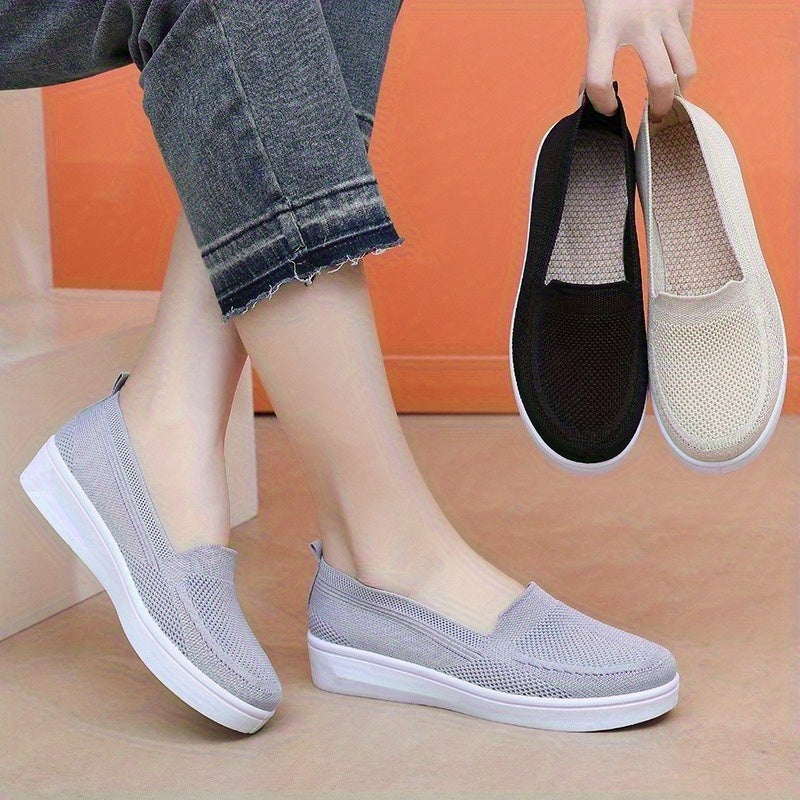Women's Slip-On Flats Breathable Fabric Casual Shoes All-Season
