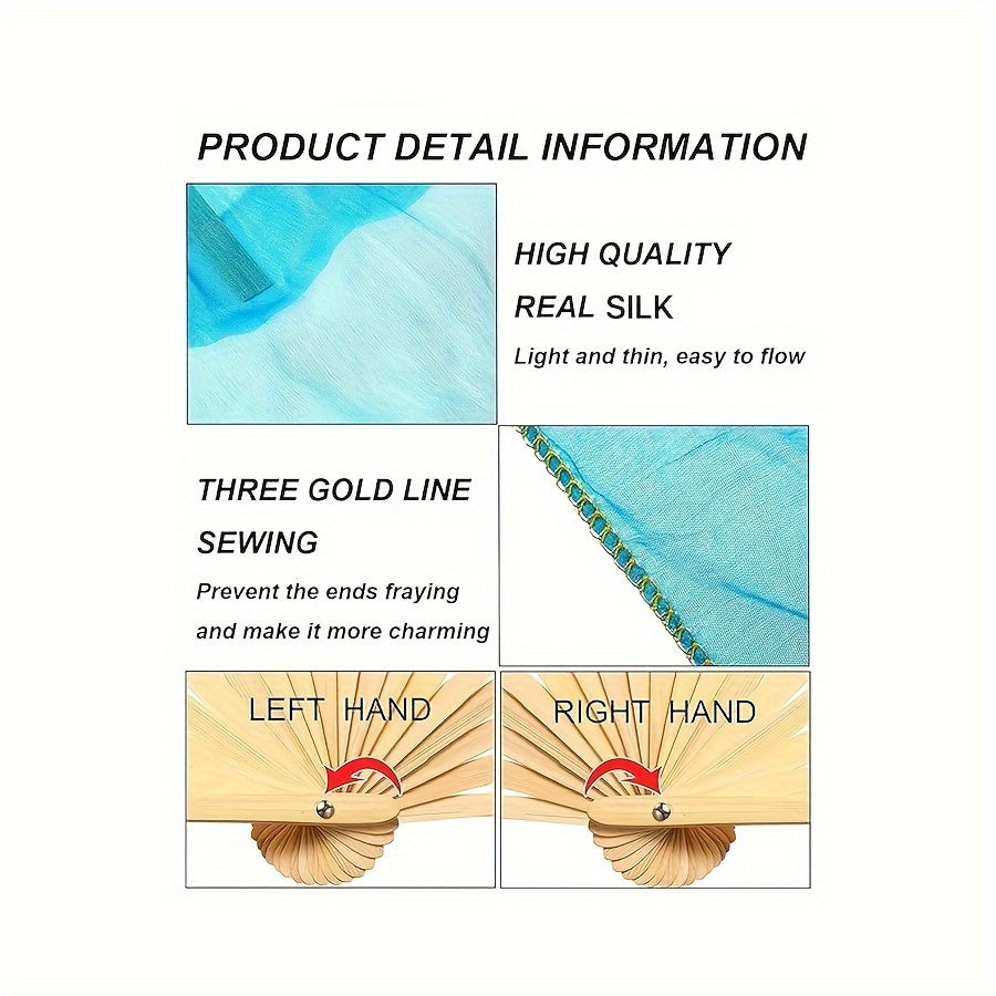 Silk Dance Fan with Black and White Gradient Lightweight for Women