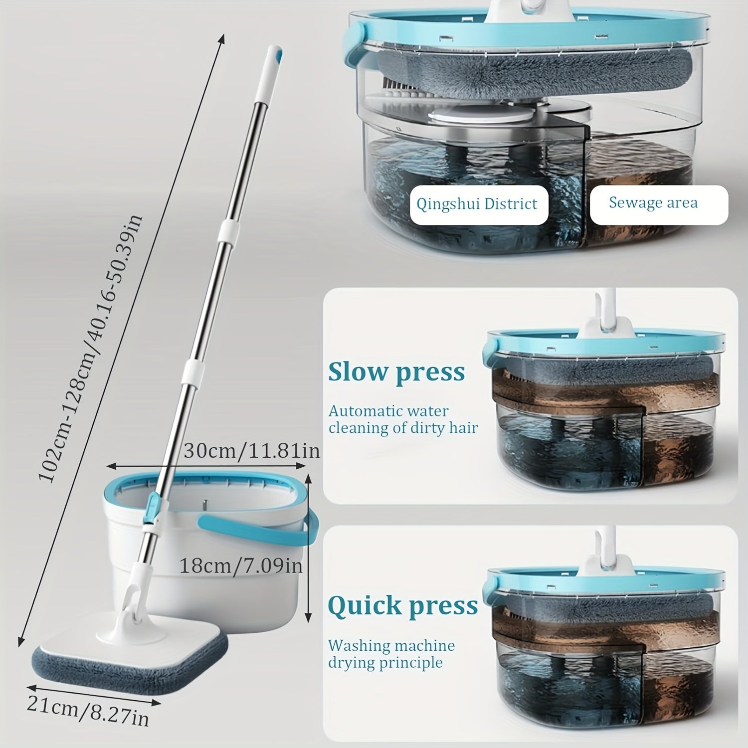 360-Degree Swivel Head Microfiber Mop Set for Hardwood Floors and Pet Cleaning