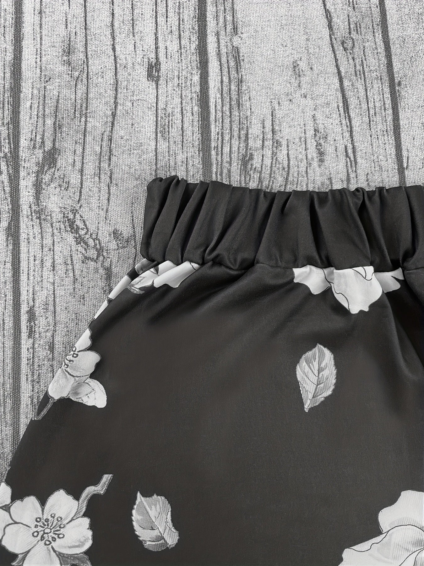 Юбка с цветочным принтом большого размера, высокая талия, эластичный материал, всеover принт, лето