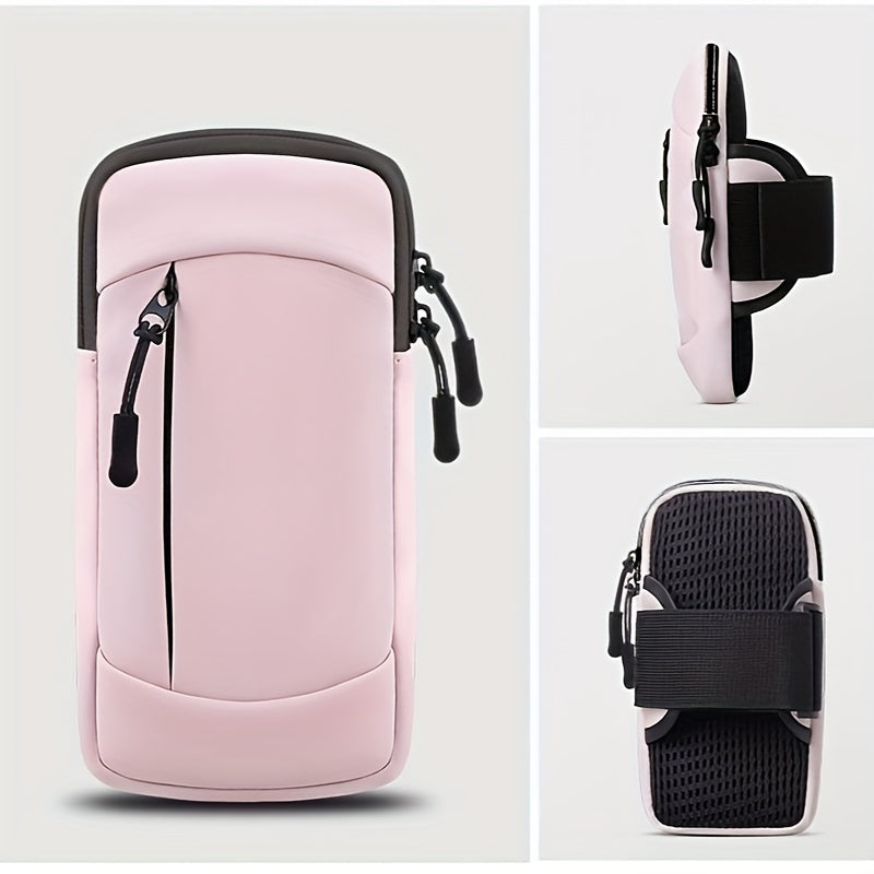 Waterproof Arm Phone Bag Polyester Fiber Zipper Closure for Running Hiking Fitness Adjustable Wristband Mobile Pouch