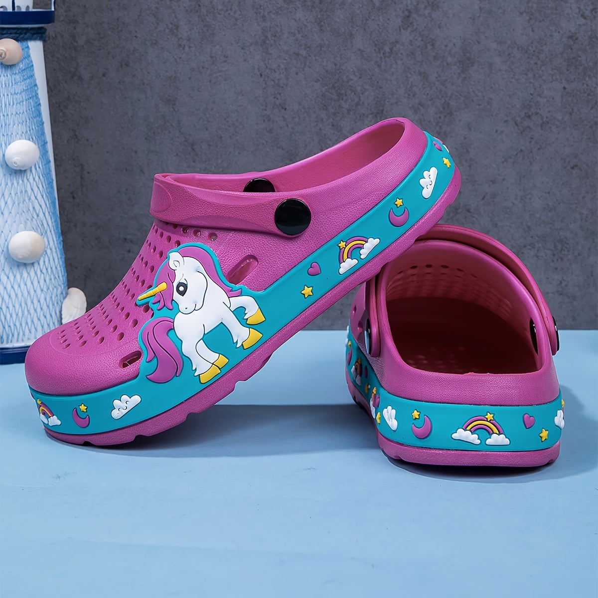 Girls' Summer Unicorn Slip-On Sandals Lightweight EVA Casual Beach Shoes