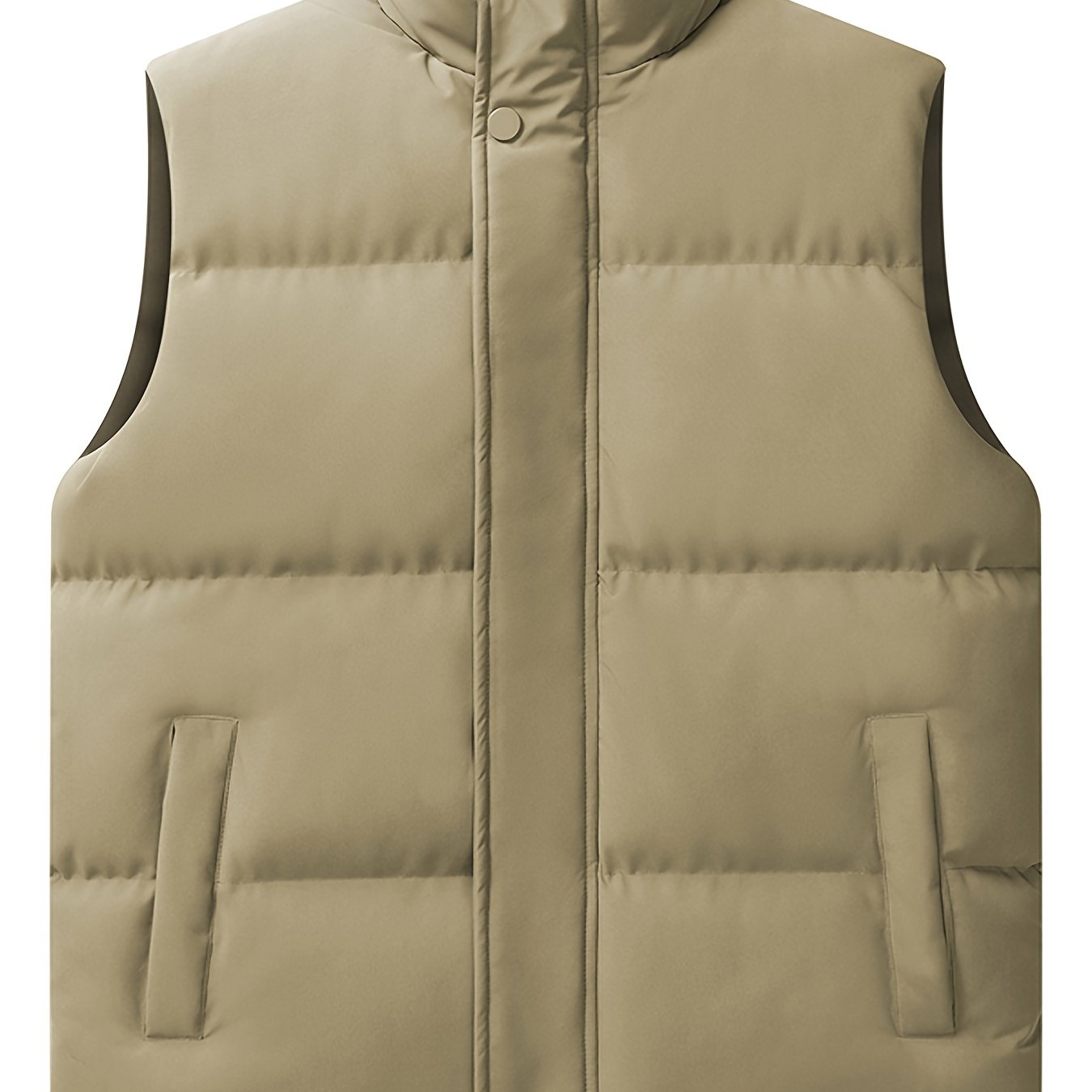 Men's Plus Size Casual Padded Vest with Stand Collar Loose Fit for Fall Winter