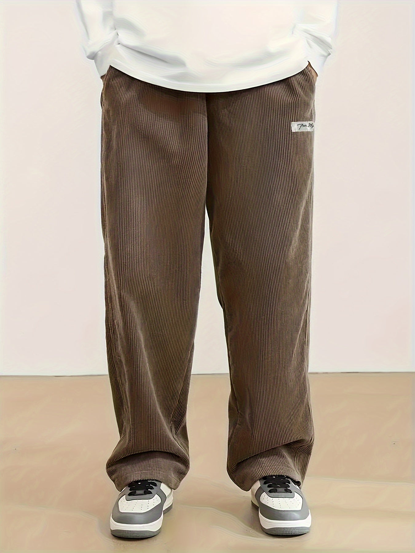 Pantalones de pana para hombre casuales para otoño e invierno con bolsillos y ligero stretch