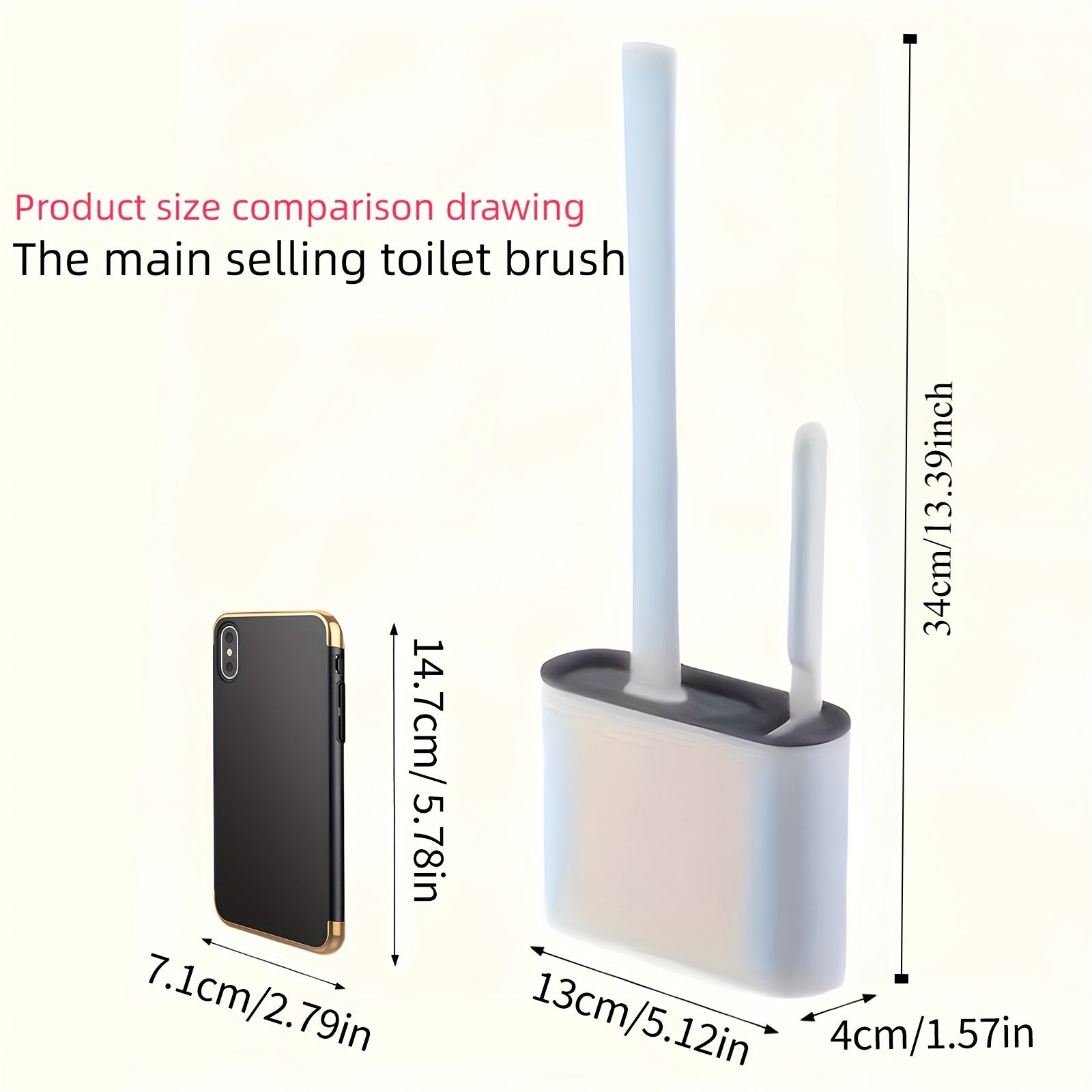 Toilet Brush Set Wall Mount Soft Bristles Long Handle Space-Saving Plastic