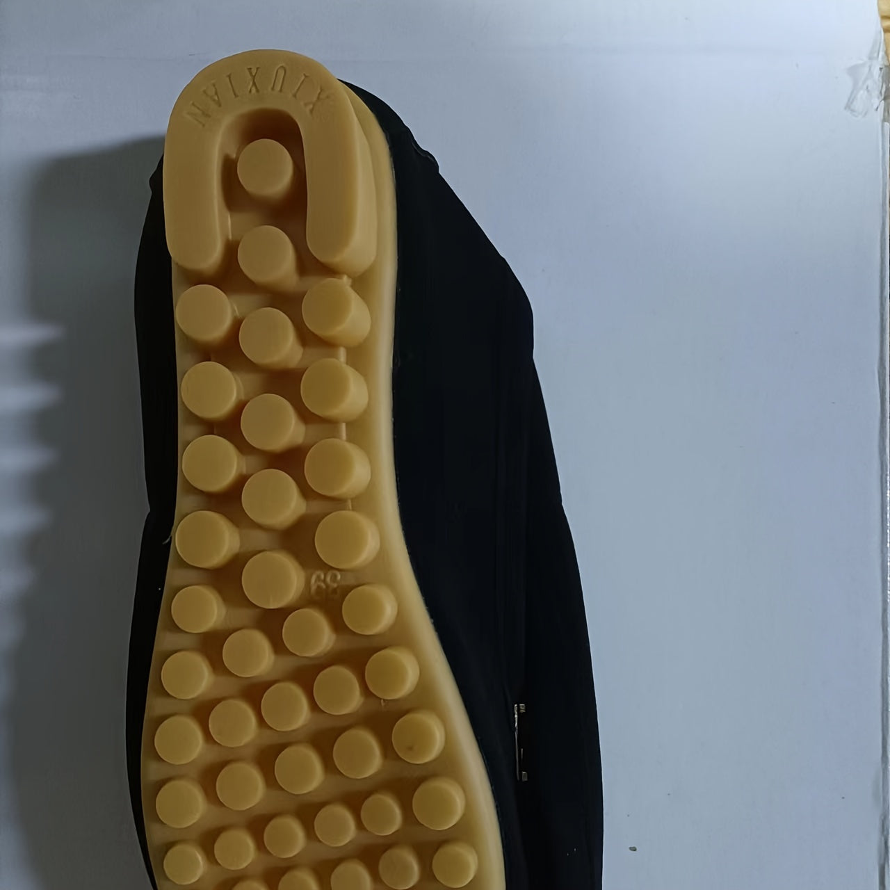 Women's Leather Round Toe Loafers Slip On Shoes Solid Comfort