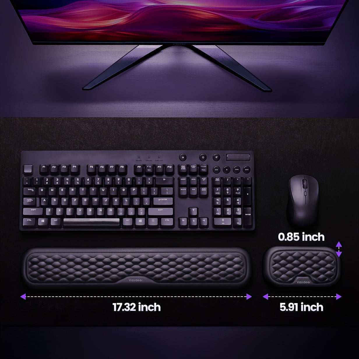 Almohadilla ergonómica de apoyo para la muñeca para teclado y ratón, cojín de espuma viscoelástica