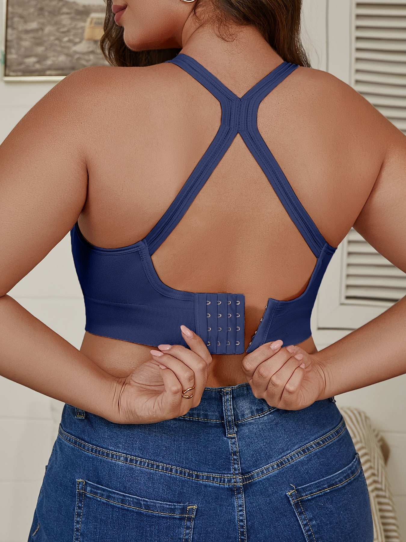 Plus Size High Support Push-Up Sports Bra Seamless Breathable Adjustable For Yoga Running