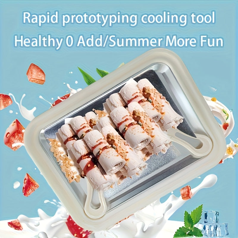 Mini Stir-Fried Yogurt Maker for Kids Small Ice Cream Machine with Stainless Steel Plate