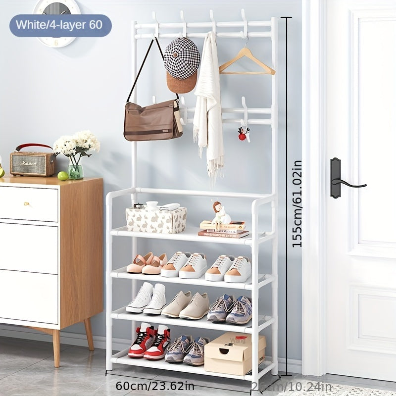 Entryway Organizer with Coat Rack Shoe Storage Hooks and Shelf for Home Entryway