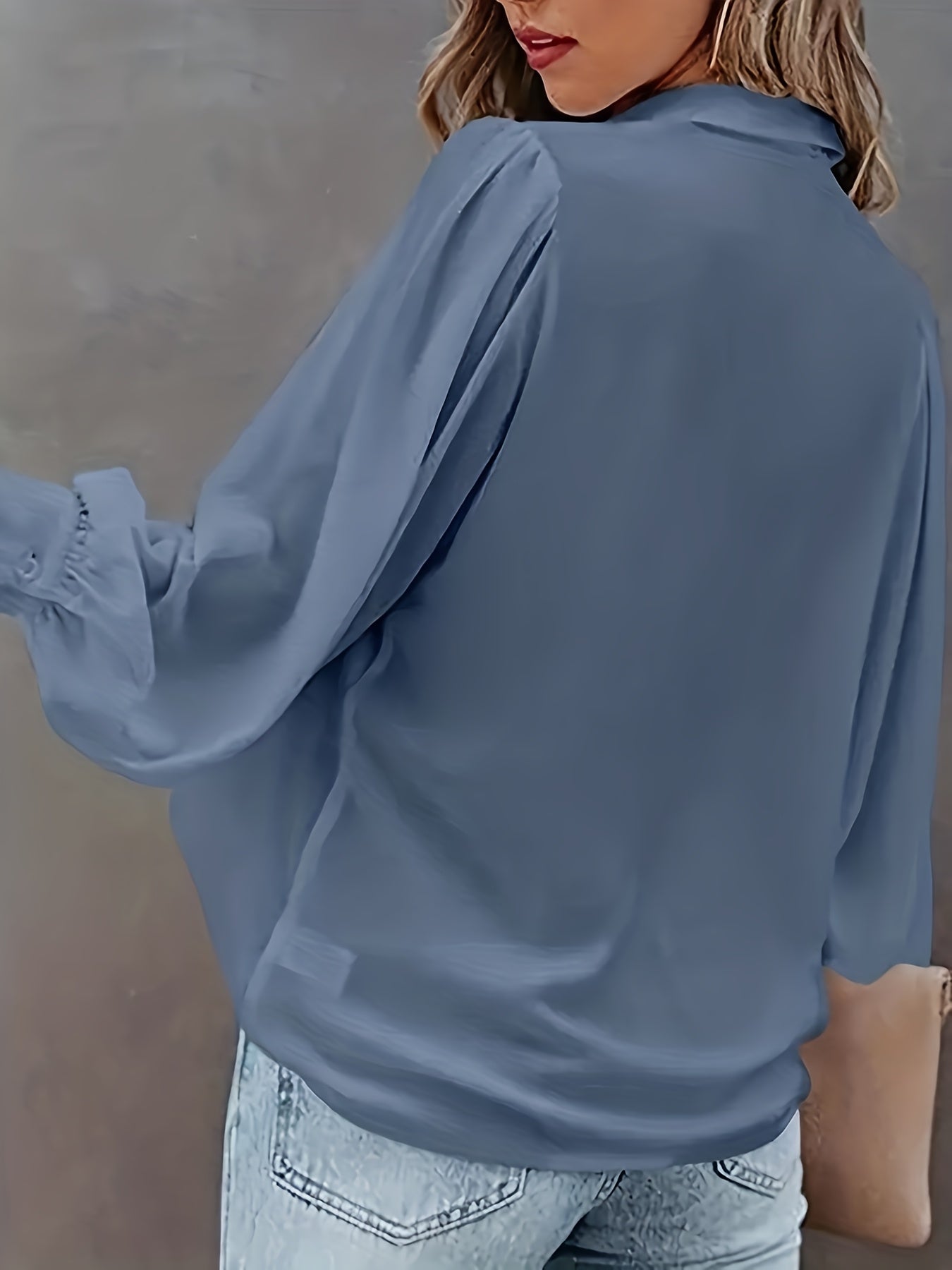 Women's Plus Size Long Sleeve Stretch Polyester Button-Up Shirt for Lounge and Outings