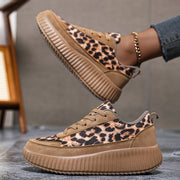 Women's Leopard Print Casual Sneakers Breathable Thick Sole Low Top