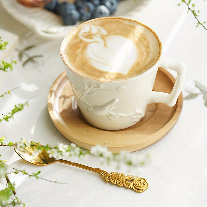 Set of 6 Rose-Shaped Stainless Steel Coffee Spoons for Kitchen and Dessert