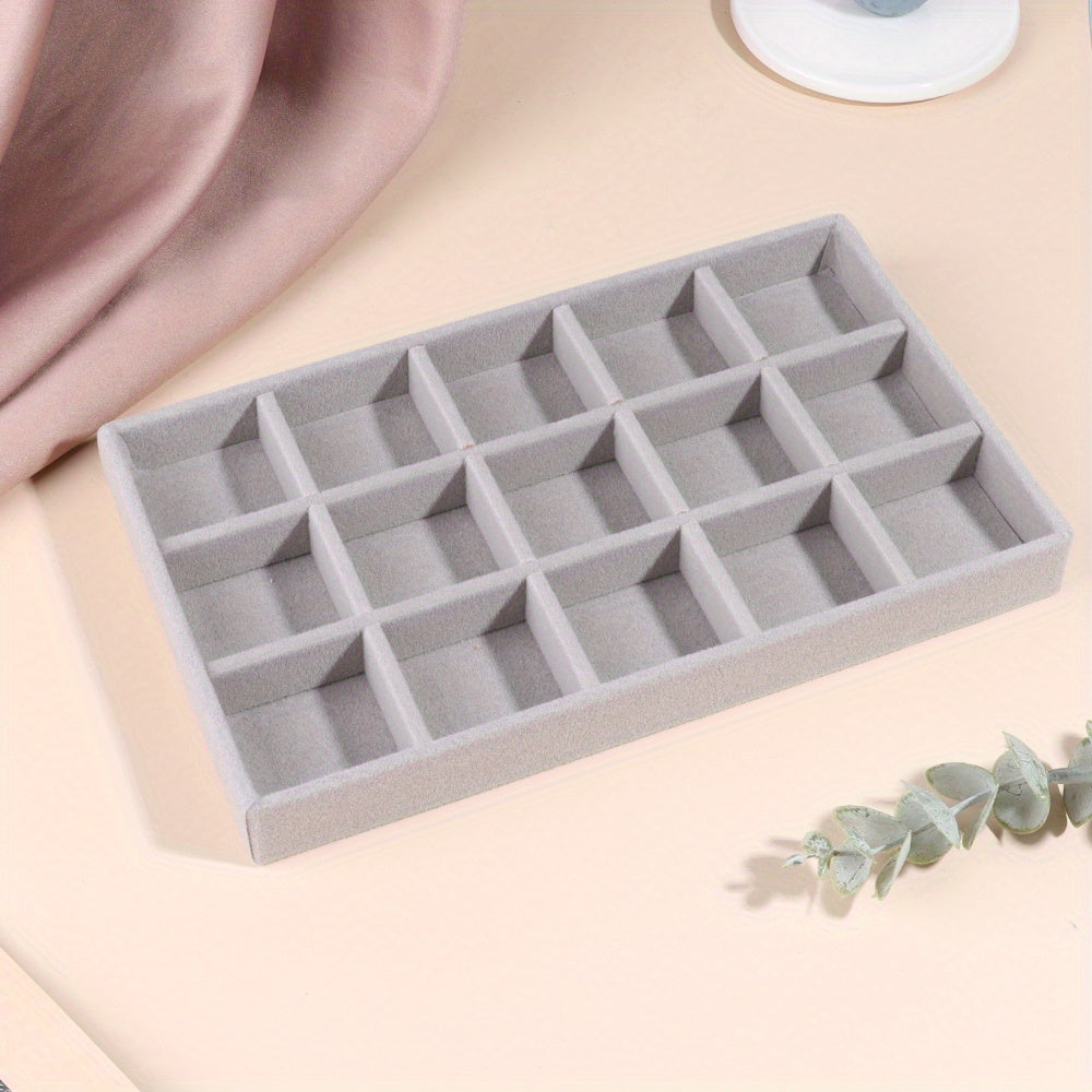 Caja de joyería de terciopelo para anillos, pendientes y almacenamiento de joyas