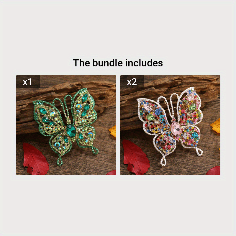 Women’s Butterfly Brooches Rhinestone Insect Pins for Office Suit Accessories