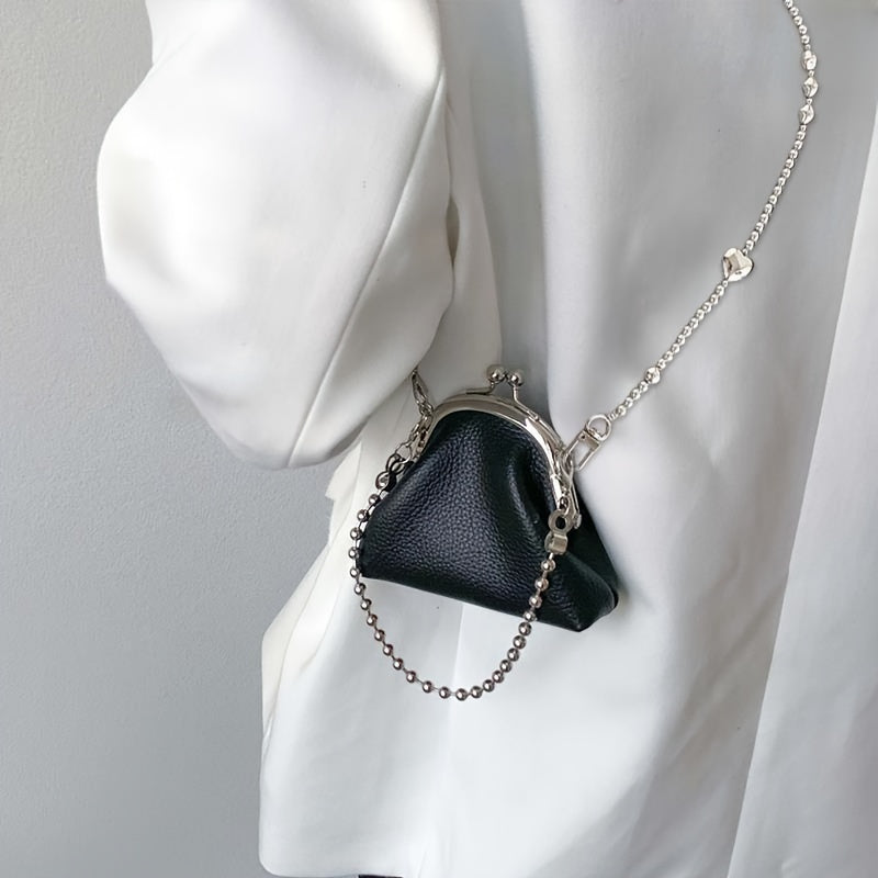 Heart-Shaped Beaded Phone Strap with Silver Chain for Crossbody and Loss Prevention