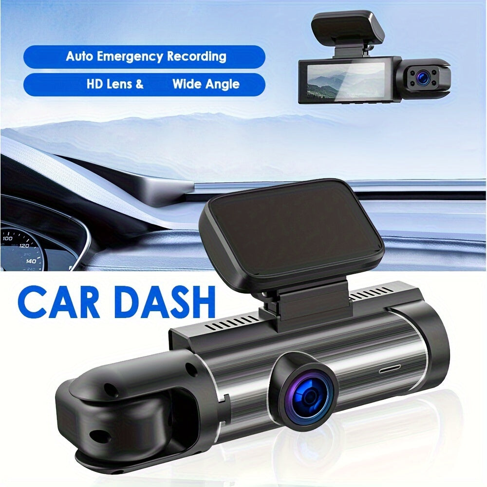 Full HD 1080P Dual-Camera Dash Cam with Night Vision Loop Recording G-Sensor and 64GB Memory Card