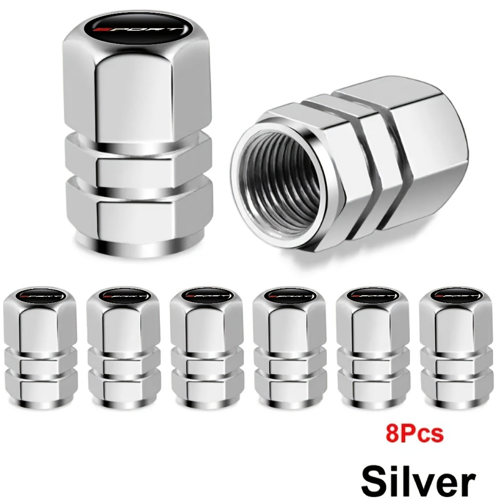 Aluminum Valve Caps Set for Cars and Motorcycles, Sport Pattern, 4/8/12 Pieces