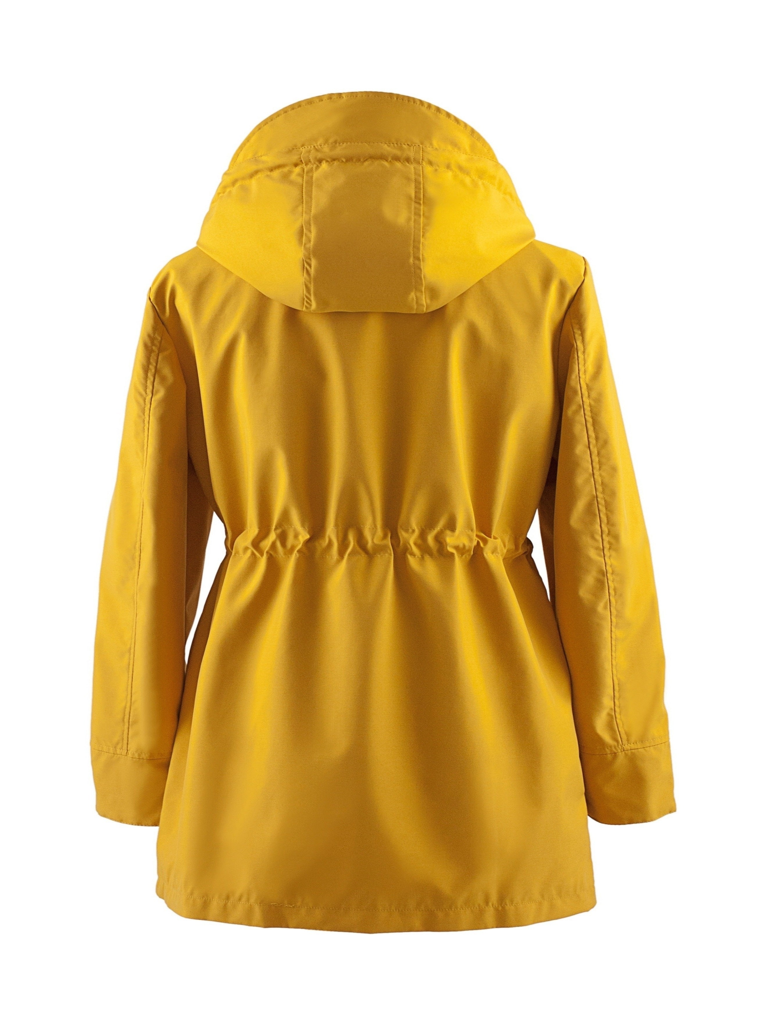 Women's Plus Size Waterproof Zip Up Hooded Coat Fall Spring Long Sleeve Midi Solid