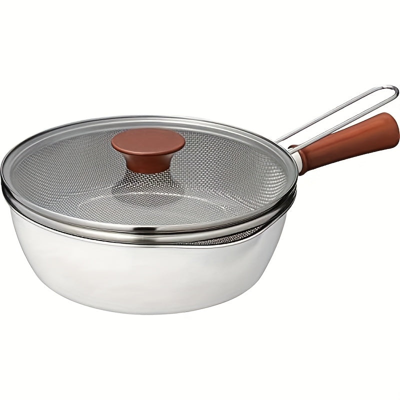 9.84-Inch Non-Stick Cast Aluminum Cooking Pot with Wooden Handle and Glass Lid
