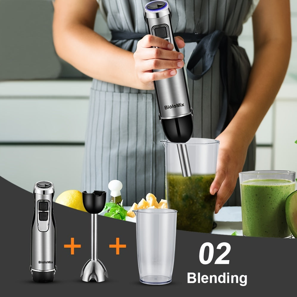 4-in-1 Hand Stick Blender Mixer 1200W Stainless Steel Ice Blades 220V European Standard Plug