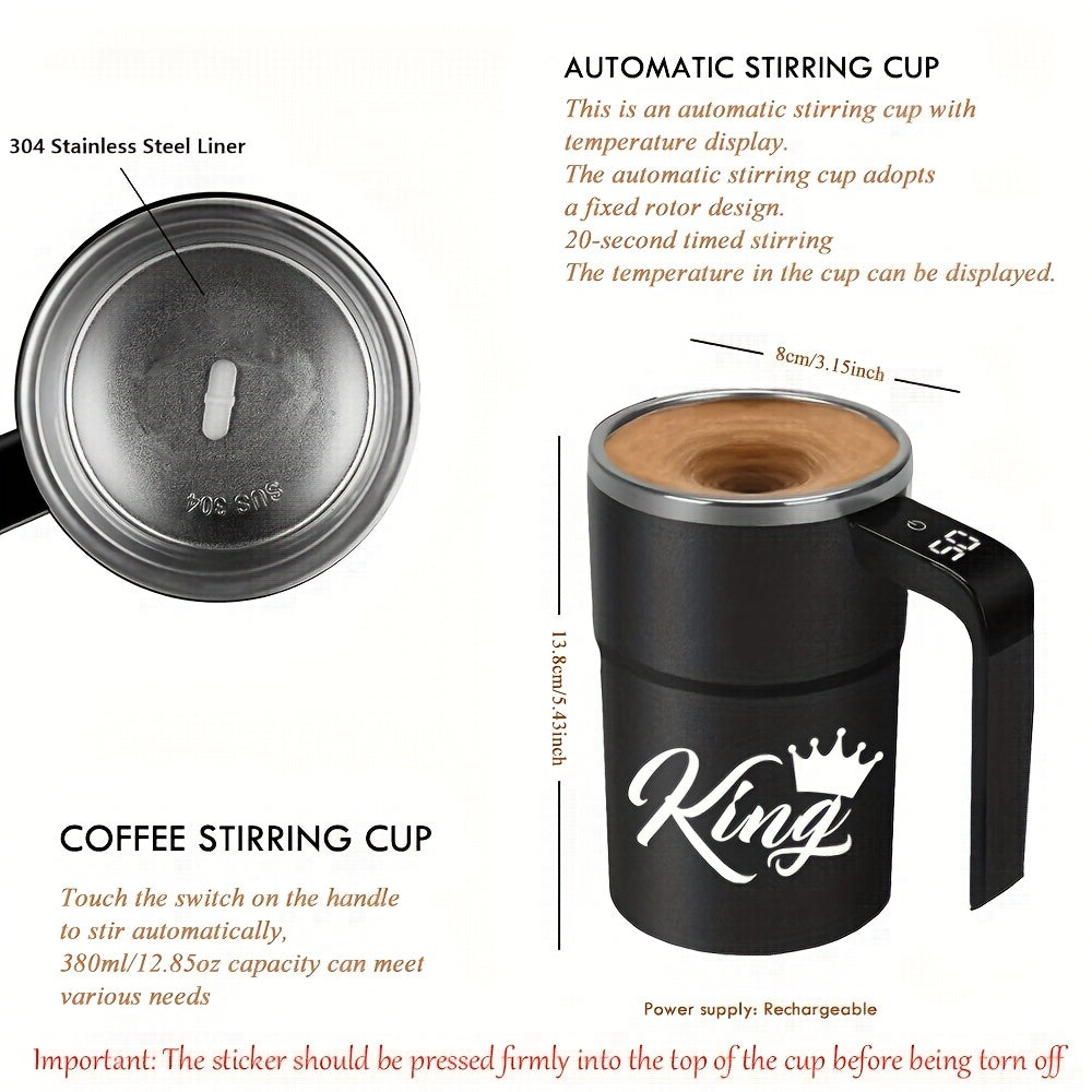 Avtomatik aralashtiruvchi chashka, raqamli displey bilan, qayta to'ldiriladigan sayohat uchun kofe stakani