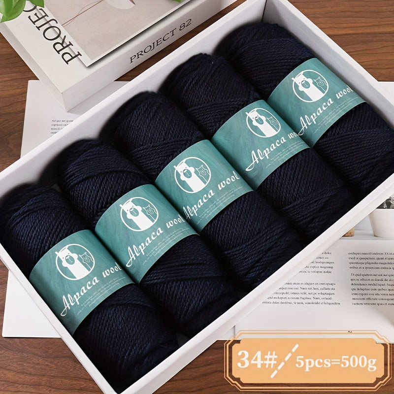 5-Pack Multicolor Alpaca Wool Yarn 500g Thick-Thin Self-Striping and Ombre