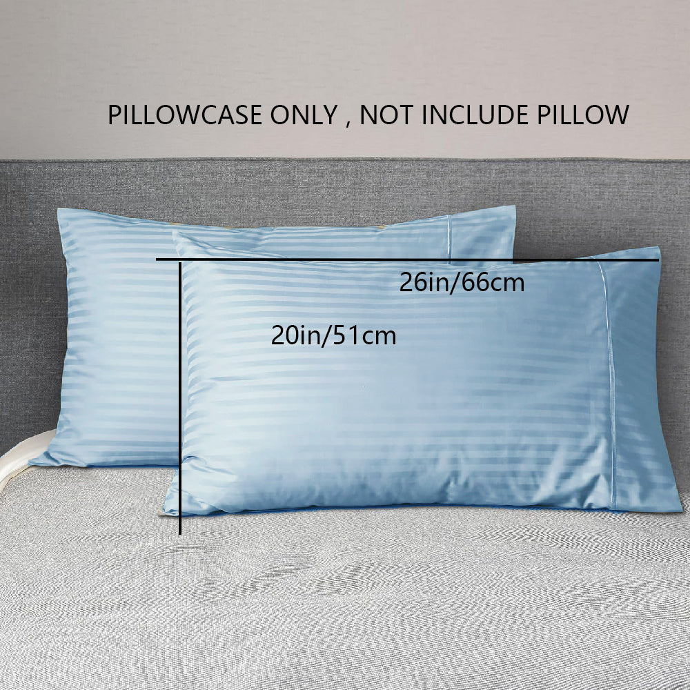 Striped Pillowcases Soft Breathable Woven Polyester Machine Washable Lightweight 90gsm