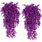 Artificial Eucalyptus Vine Plants Set of Two for Home Outdoor Decor Purple Faux Hanging Greenery